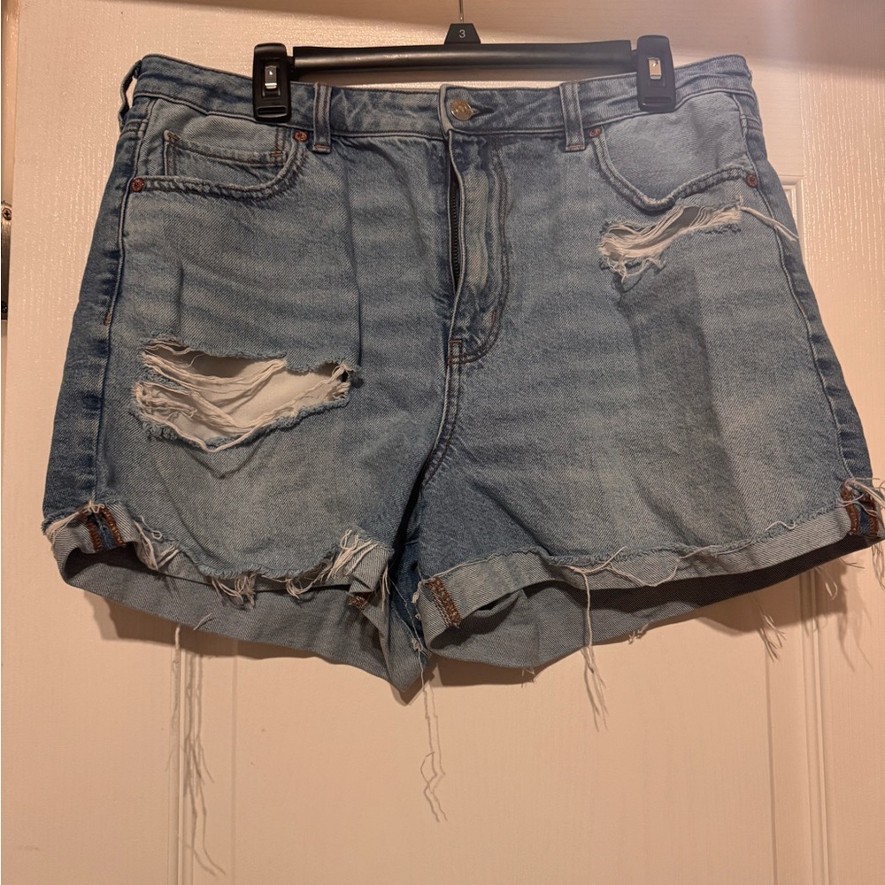 American Eagle Outfitters Light Blue Distressed Jean Shorts